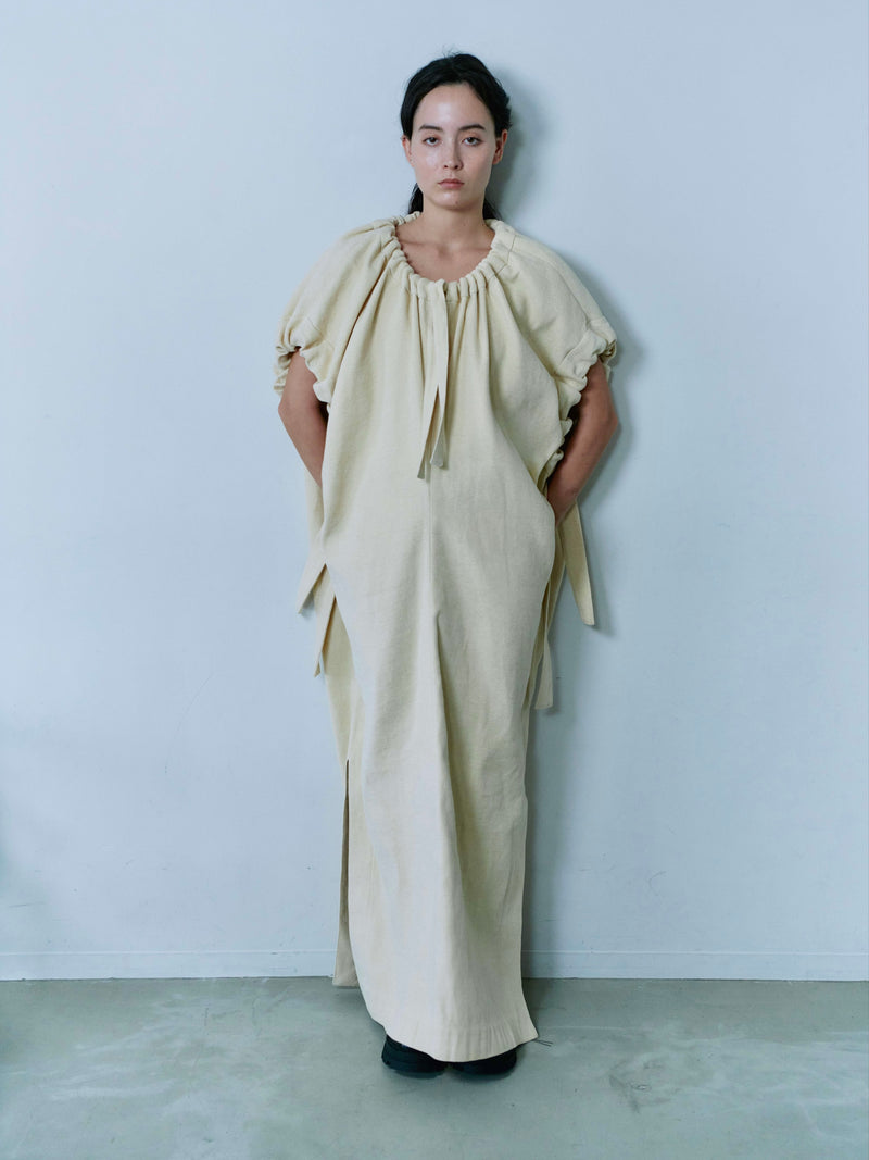 WASHI PAPER COTTON GATHERED DRESS [2023AW] ロングドレス