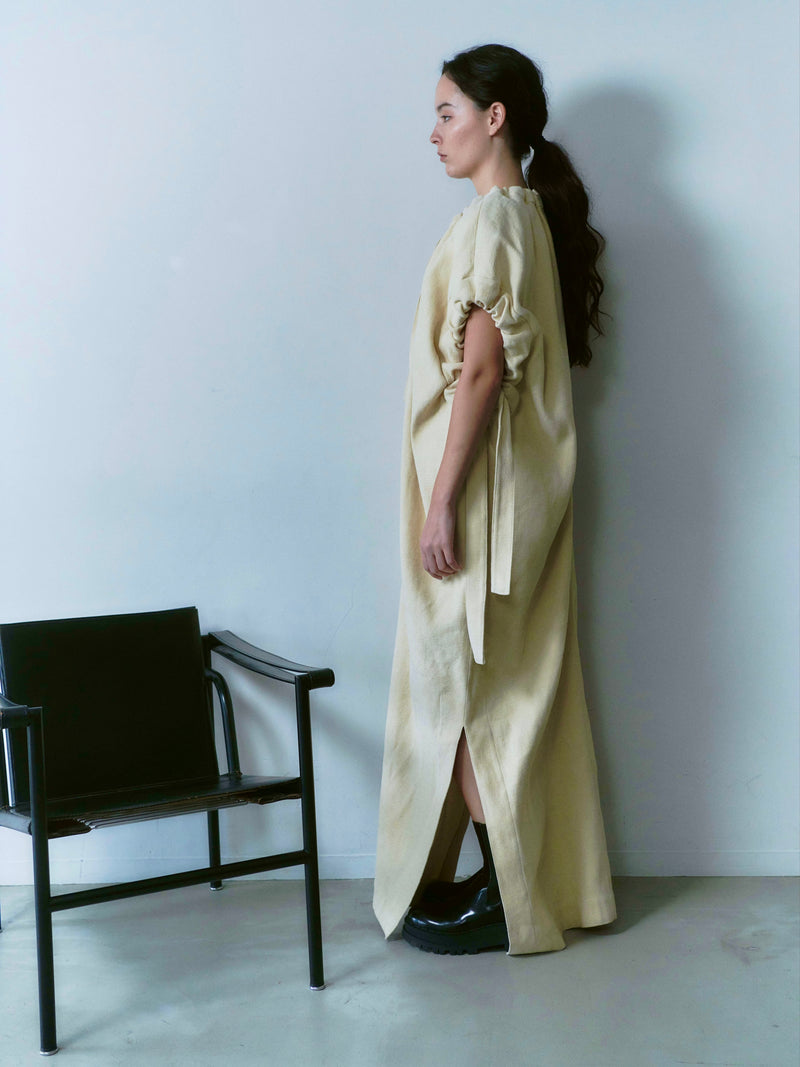 WASHI PAPER COTTON GATHERED DRESS [2023AW] ロングドレス