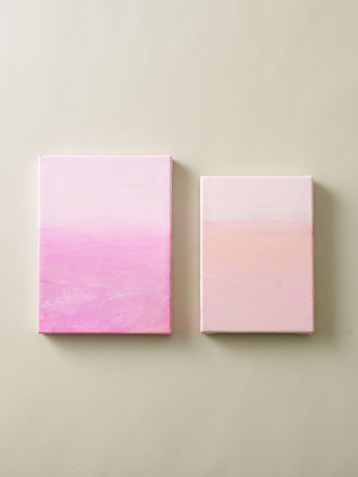 ピンクの絵画ディプティック（二連画）＜Pō a Ao, Ao a Pō, he ho