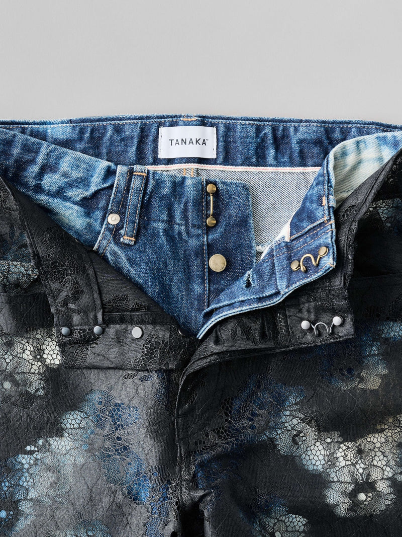 STARAIGHT JEAN TROUSERS レイヤード ストレートジーントラウザー（ブラックレース）