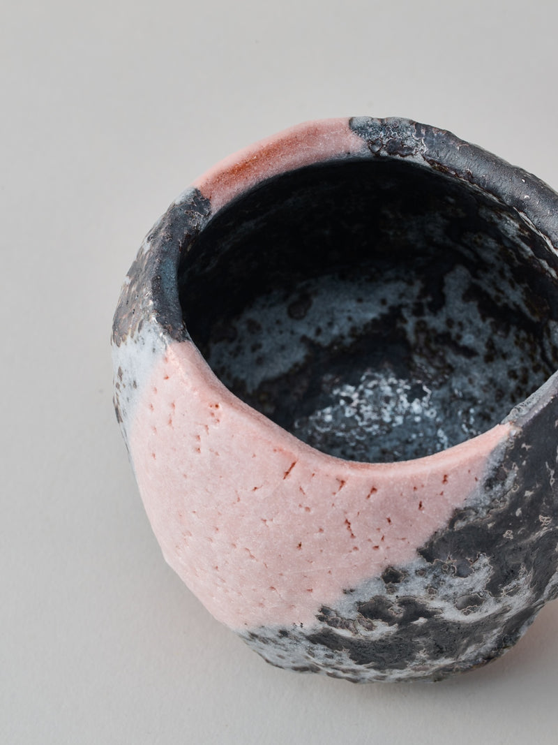 林友加 志野茶碗 A（ピンク濃グレー）木箱付き