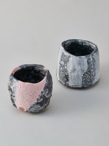 林友加 志野茶碗 A（ピンク濃グレー）木箱付き