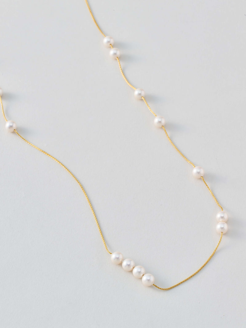 Long Pearl Chain Necklace  ロング パール チェーン ネックレス Silver/Gold