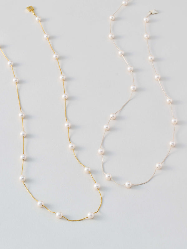 Long Pearl Chain Necklace  ロング パール チェーン ネックレス Silver/Gold
