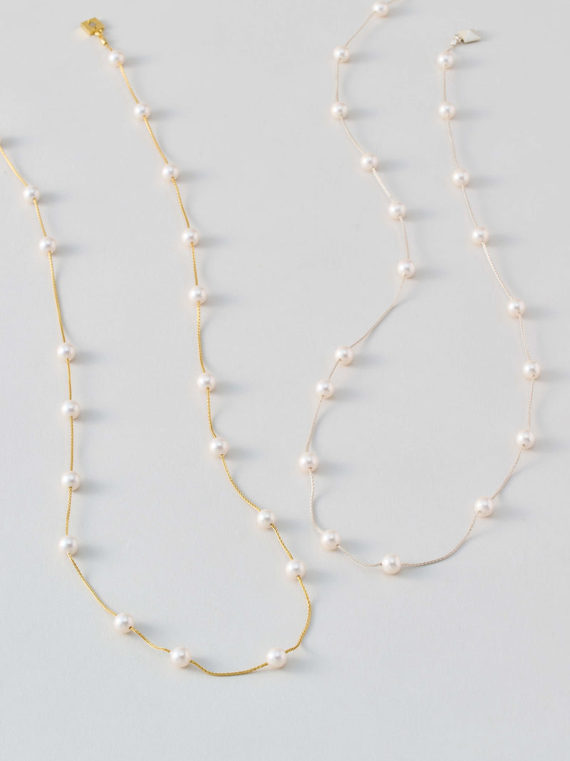 Long Pearl Chain Necklace  ロング パール チェーン ネックレス Silver/Gold