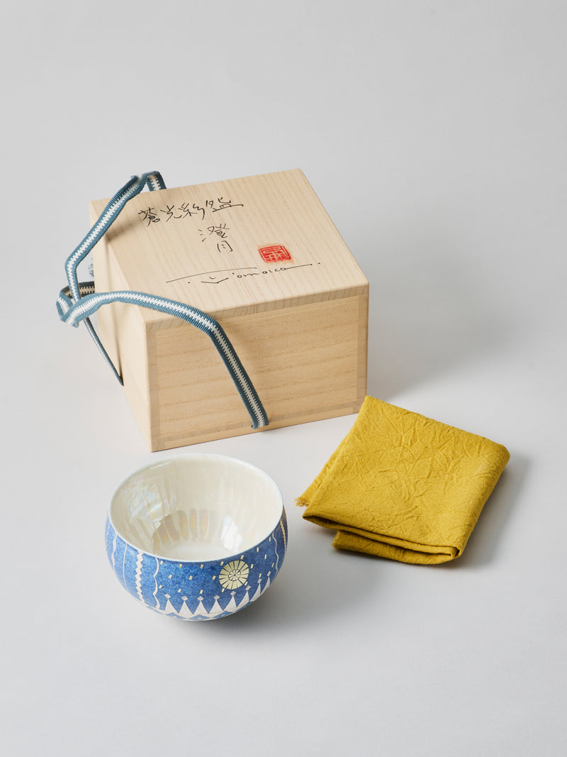 高橋朋子 茶碗《蒼光彩盌　澄月》木箱付き（T13）