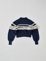Textured Ruffle Sleeve Polo ラッフルスリーブポロニットトップ