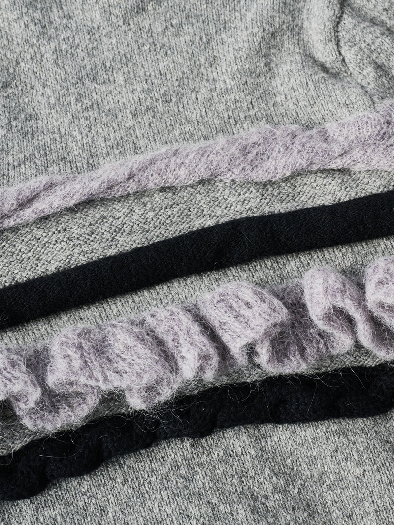 Textured Ruffle Sleeve Polo ラッフルスリーブポロニットトップ