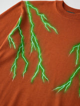 LIGHTING HAND PAINTING KNIT PULLOVER　イナズマモチーフ ハンドペイントニットトップ