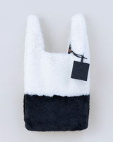 Eco Fur × African Fabric bicolor Convenience Bag