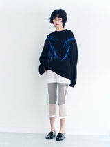 LIGHTING HAND PAINTING KNIT PULLOVER　イナズマモチーフ ハンドペイントニットトップ