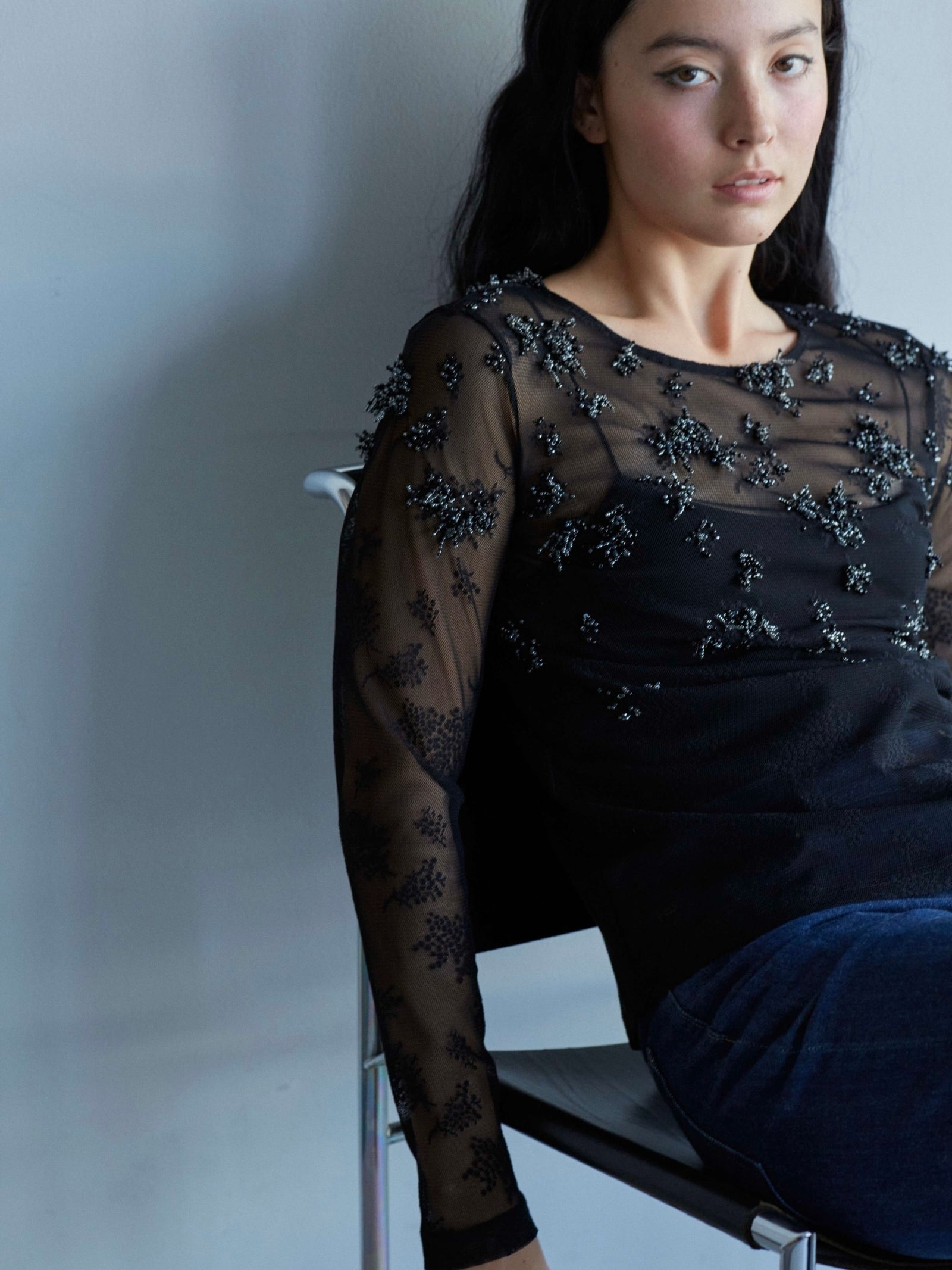 gypsophila embroidery sheer top ビジュー刺繍シアートップ – Numero