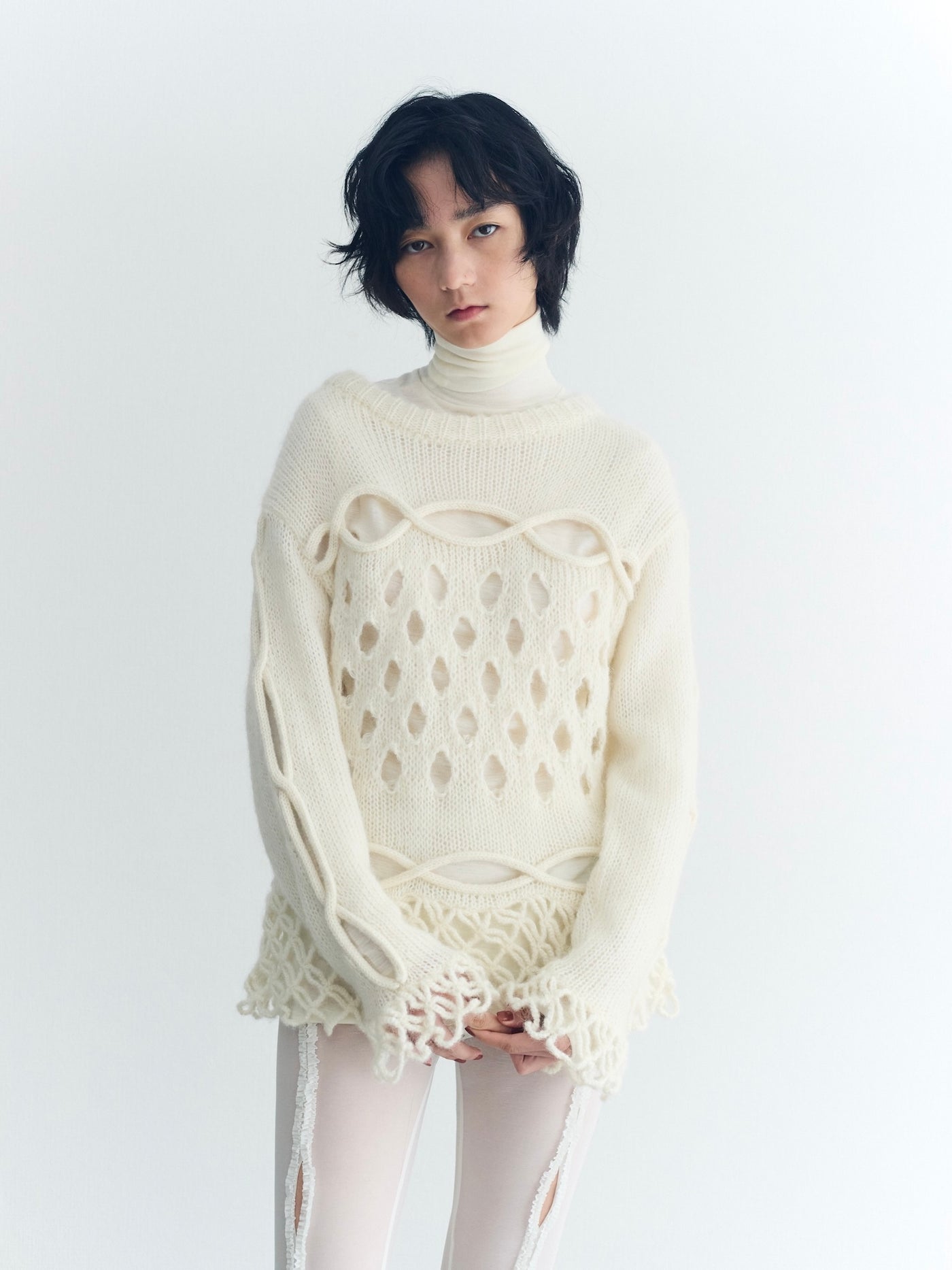 【本日限定】leinwande Cable&Dot Mohair Sweater Cable&Dot Mohair Sweater/Gray | leinwände | ラインヴァンドの公式
