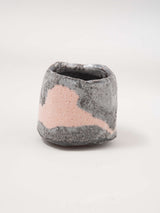 林友加 志野茶碗 A（ピンク濃グレー四角）木箱付き  1