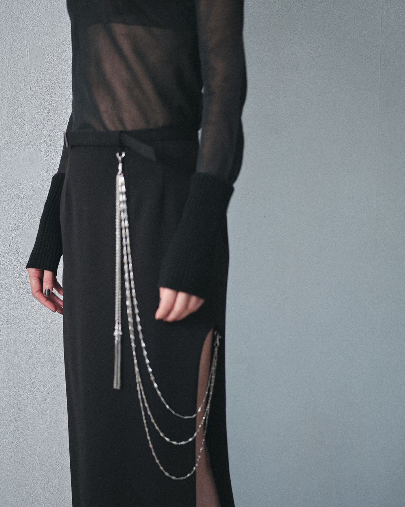 three long chain cut-out tight skirt 3連チェーン付きタイトスカート three long chain cut-out tight skirt 3連チェーン付きタイトスカート